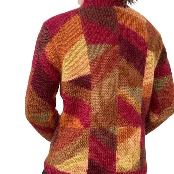 Vintage Talbots Hand Knit Red Mohair Blend Fluffy Preppy Grannycore Cardigan - Picture 7 of 7